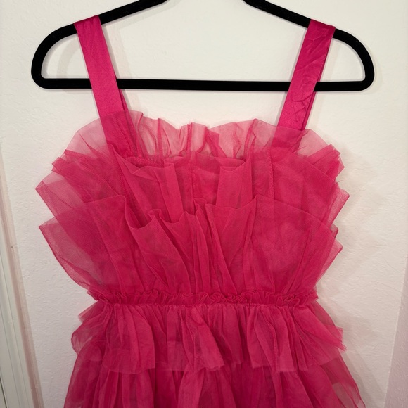Storia Pink Tulle Ruffle Mini Dress - Picture 3 of 13